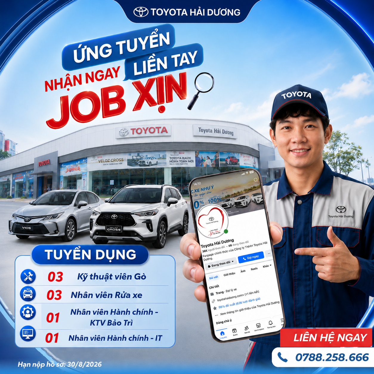 Toyota Hải Dương tuyển dụng tháng 8/2026