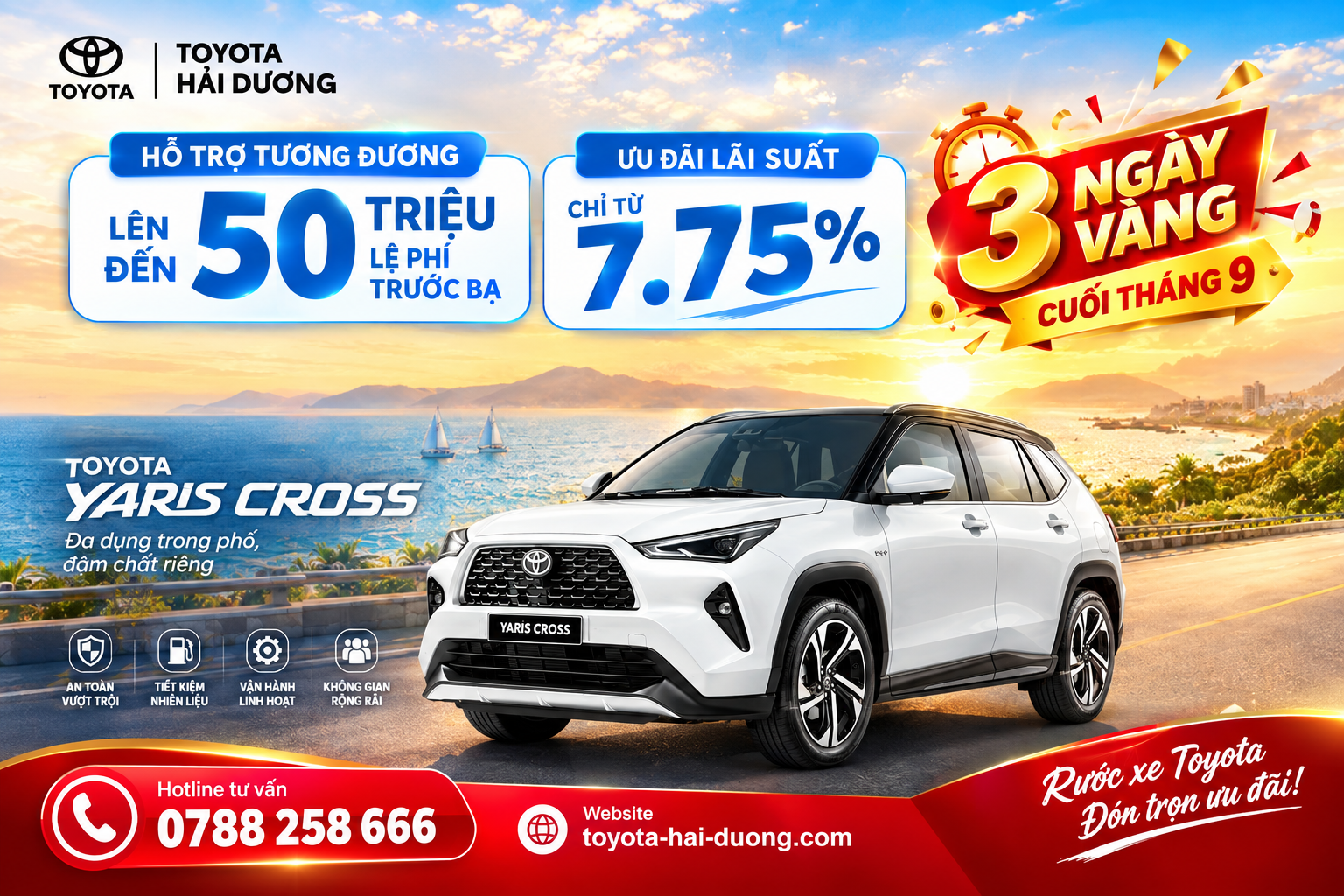 Ưu Đãi 3 Ngày Vàng Cuối Tháng 9 Toyota Yaris Cross